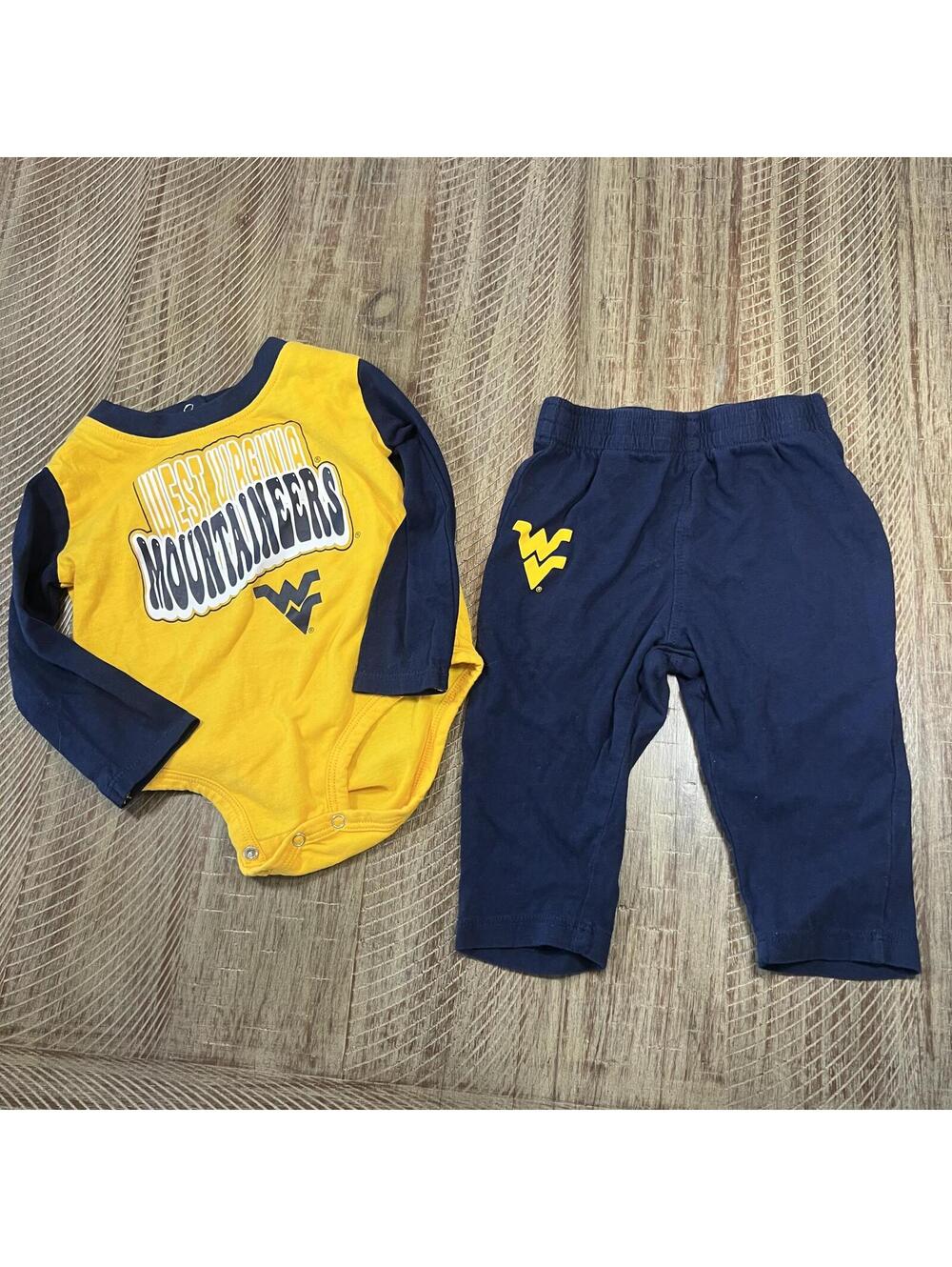 WVU Mountaineers 2 piece long sleeve matching Gen2 outfit set - 12 Month